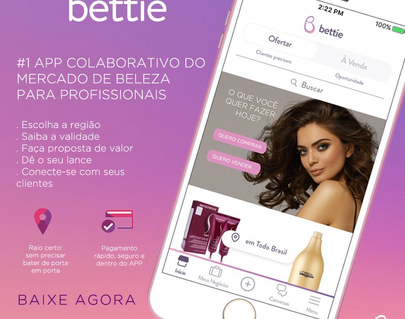 Bettie aplicativo colaborativo Beleza